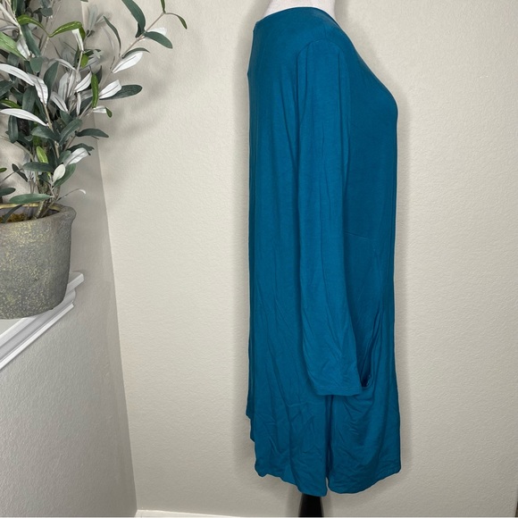 Betabrand The Sweatshirt Silk Blend Travel A Line Swing Dress Teal Size XL - Picture 4 of 8